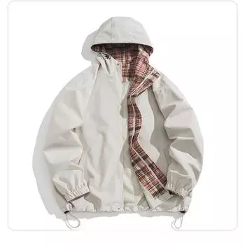 American Plaid Jacket Men s Spring and Autumn Loose Men s and Women s Waterproof and Windproof Charge Jacket S