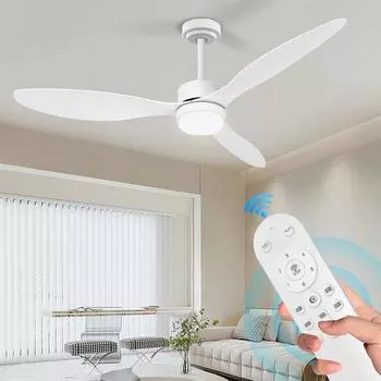 American restaurant fan lamp long page remote control variable frequency dimming Nordic living room ceiling fan with LED lamp 42 inch&85-265V