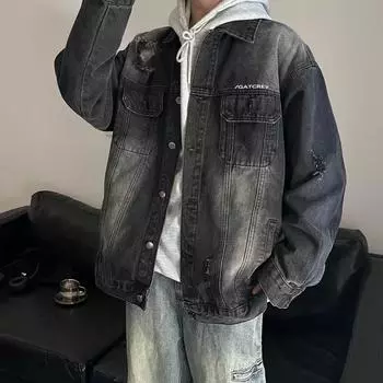 Американская ретро-парная джинсовая куртка Season Tide Brand Gradual Change Top Loose Ruffian Handsome Tooling Jacket Men M синий