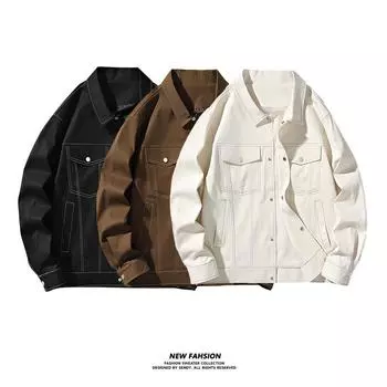 Американская ретро джинсовая куртка мужская весна и осень новая модная брендовая свободная повседневная универсальная куртка M