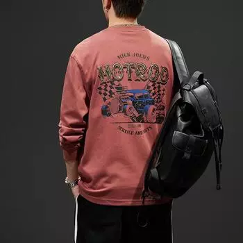 Американский ретро-принт, тяжелый свитер для мужчин, весна-осень, модный брендовый дизайн, одежда Sense On, внутренняя нижняя часть из чистого хлопка M белый