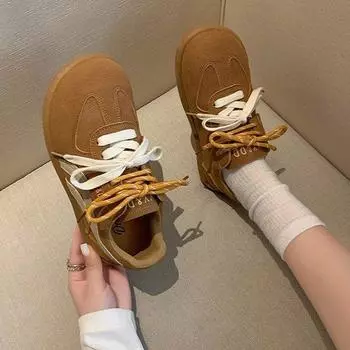 American retro German training shoes women s 2025 spring new soft-soled sports and leisure versatile light leather board shoes trendy shoes 35 верблюд