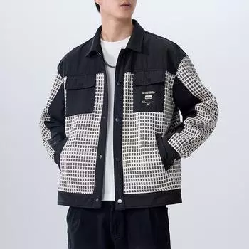 Американская ретро-куртка с клетчатыми лацканами, мужская сезонная трендовая брендовая свободная куртка M