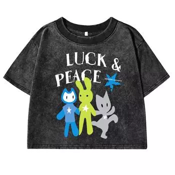 American Retro Letter Graffiti Womens T Shirts Washed Creativity Casual Tee Shirt Summer Clothing Fashion Fitness Crop Top M