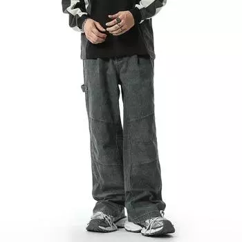 American Retro Pleated Work Pants Men s Pants Loose Straight Paratrooper Casual Pants S