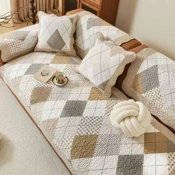 American Retro Pure Cotton Sofa Cushion Leather Non Slip All Year Round General Fabrics Cushion All Cotton Cover Cover Towel Minimalist Scandinavian Phoenix R 45*45 single-sided pillow case coreless