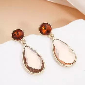 American retro simple earrings women s personality inlaid with rhinestone cutting design earrings versatile long Mori earrings