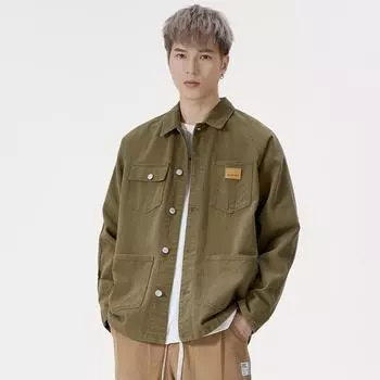 Американская ретро-туловая джинсовая куртка мужская с длинными рукавами свободная большого размера армейская зеленая куртка топ модный бренд S коричневый