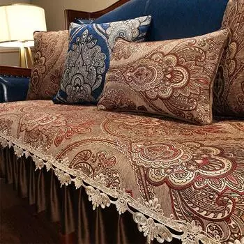 Американский диван-подушка, домашний роскошный противоскользящий чехол, универсальный чехол для дивана в гостиную Four Seasons, европейская подушка из синели 1pc armrest 50x60 cm красный