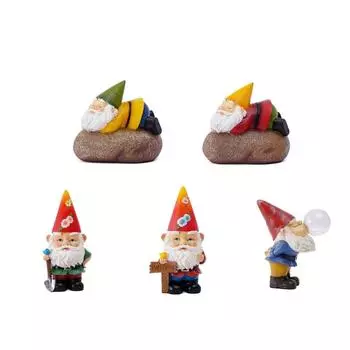 American Solar Resin Gnome Statue Tabletop Home Office Landscape Decor X3UC