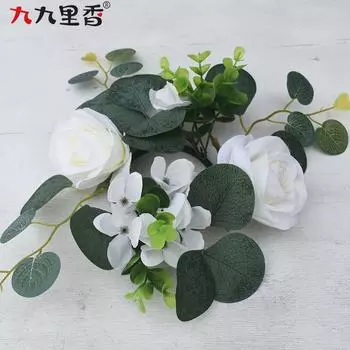 American Spring Simulation Wreath Candle Ring Eucalyptus Wreath Valentine S Day Manta Rose Candlestick Wreath