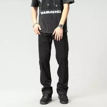 American Street Black Jeans Men s Spring and Autumn High Street Casual Straight-flare Pants 28 чёрный