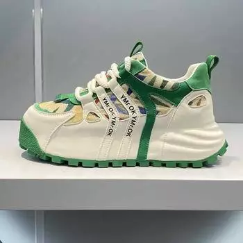 American Street Style Men s Leather Casual Shoes Flats Shoe Youth Handsome Elastic Skateboard Shoes Man Sneakers Tenis Masculino 39 зелёный