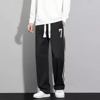 American Striped Casual Pants Men s Summer Black Versatile Draped Wide-leg Pants Men s Loose Straight Sports Pants M