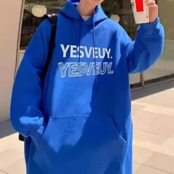 Толстовка с капюшоном в американском стиле для мужчин Весна и Осень Новая модная марка из Гонконга Свободный ленивый повседневный бархатный топ M