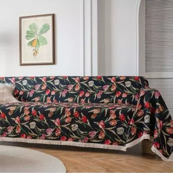 American Style Jacquard Non-slip Sofa Towel Blanket Double-sided Jacquard Cotton Gauze Four Seasons Universal Retro Sofa Towel 130x180cm1pcs