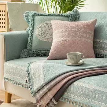 American-style Sofa Cushion Stereo Embroidery Light Luxury Living Room Sofa Cover Four Seasons Universal Non-slip Cushion 70x70