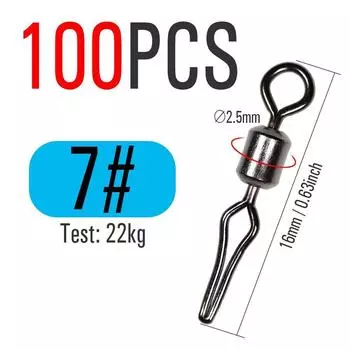 American Style Sub Clamp Swivel with Side Line Clip Fishing Swivel Fishline Clamp Fishing Connector 7#