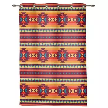 American Tribal Pattern Window Curtain Living Room Luxury Valance Curtain for Bedroom Home Kitchen Decor Curtain 135W x 60H(cm) x1