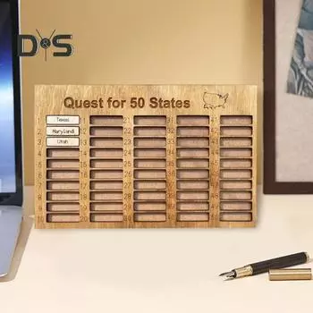 Америка 50 штатов путешествия обратный отсчет украшение деревянный США путешествия штаты список посещений обратный отсчет домашний офис настольное украшение цвет старого дерева