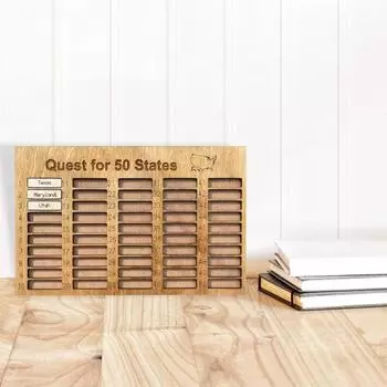 Америка 50 штатов Путешествия Обратный отсчет Украшения Деревянные Путешествия США Штаты Список посещений Обратный отсчет Домашний офис