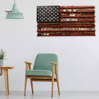 Америка, флаг США, стенд для монет, деревянная настольная стойка ручной работы, украшение ко Дню памяти эбеновый