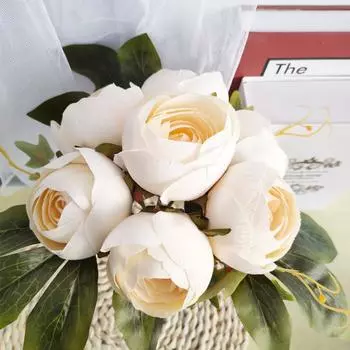 Американская 7-головая чайная роза букет для держания свадебное украшение для дома цветок имитация цветка искусственный цветок шелковый цветок жемчужный бутон шампанского