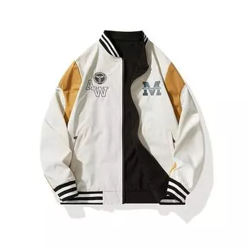 Американская бейсбольная майка мужская весна и осень, подходящая по цвету красивая куртка, куртка мужская весенняя тонкая верхняя часть L чёрный