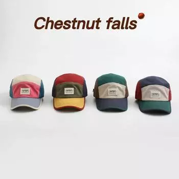 Американская бейсболка в цветном исполнении Японская нишевая ретро-кепка контрастного цвета Уличная кепка в стиле хип-хоп Детская универсальная M56-58cm жёлтый