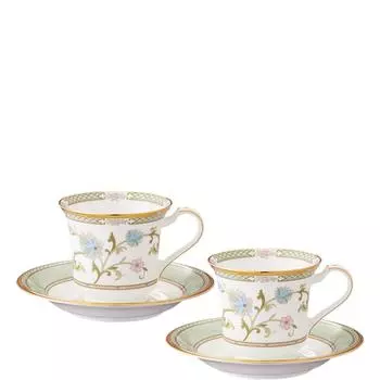Американская чашка-блюдце Noritake 220 куб. см Yoshino 2 Customers Green Bone China & (Парный набор) Y6704/9983