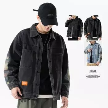Американская джинсовая куртка мужская бархатная трендовая ретро универсальная повседневная хулиганская красивая модная куртка для инструментов на одежде S