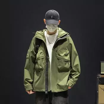 Американская камуфляжная рабочая куртка с капюшоном для мужчин на осень, модная брендовая красивая куртка, повседневное свободное пальто, персонализированный топ M