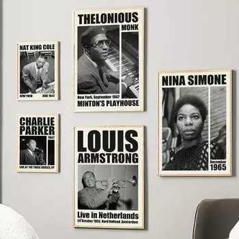 Американская классика, музыкант, певец, винтажные постеры на скандинавскую тему и принты, настенная живопись на холсте, картины для гостиной, домашний декор A4 21X30cm No Framed