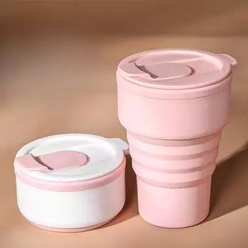 Американская кофейная чашка Портативная уличная дорожная кружка Складная экологически чистая силиконовая бутылка для воды Компрессионная карманная чашка 16oz(375ml) чёрный