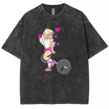 Американская Милашка Женская Футболка Свободная Оверсайз Вареный Деним Круглый Вырез Короткий Рукав Повседневный Милый Топ Футболки S