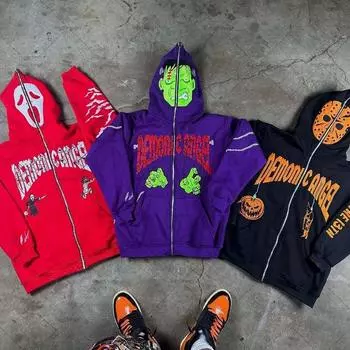 Американская мода, готическая модная толстовка большого размера с буквенным принтом, мужская уличная свободная повседневная толстовка с длинным рукавом Y2K, мужская M