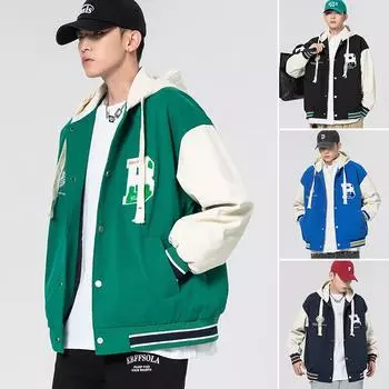 Американская модная абсолютно новая куртка мужская куртка весна-осень бейсбольная форма для мальчиков свободная повседневная универсальная вышитая с капюшоном S