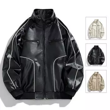 Американская модная брендовая ретро-мотоциклетная кожаная куртка для мужчин, весенне-осенняя функциональная куртка-стойка с воротником-стойкой, мужская бейсбольная форма M
