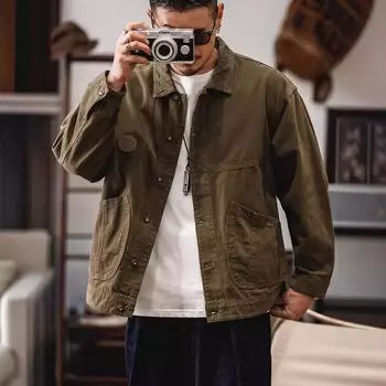 Американская охотничья куртка мужская тяжелая модная брендовая ретро-туловка верхняя повседневная чистая хлопковая мужская джинсовая куртка M коричневый