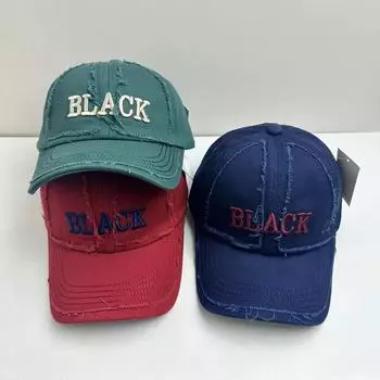 Американская персонализированная ретро-бейсболка с вышитыми буквами для детей с большой окружностью головы и широкими полями, универсальная, повседневная, для отдыха на открытом воздухе, солнцезащитный козырек M56-58cm чёрный