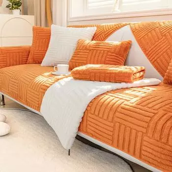 Американская подушка для дивана, зимняя плюшевая утолщенная теплая подушка, нескользящий кожаный чехол для дивана, новинка 2024 года, чехол-полотенце 70*70