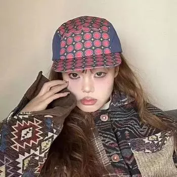 Американская повседневная бейсболка с плоскими полями в горошек для женщин и мужчин, летняя модная контрастная цветная 5-панельная джинсовая шляпа 56-58cm зелёный