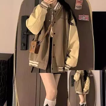 Американская ретро бейсбольная форма для женщин, новая толстовка на осень и зиму, стиль Харадзюку, свободная и универсальная, куртка для пары, стиль Гонконга M