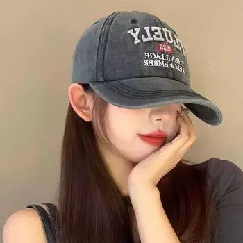 Американская ретро-джинсовая бейсболка женская большая окружность головы показывающая лицо маленькая шляпа мужская кепка прилив увеличение расширение Adjustable FLUELY чёрный