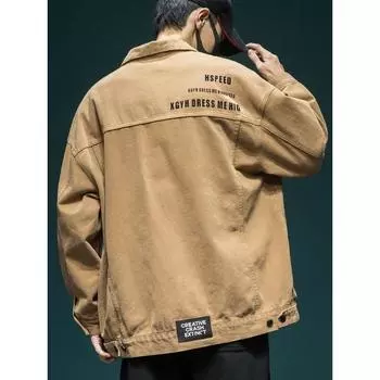 Американская ретро джинсовая куртка мужская свободная большого размера модный повседневный топ с лацканами универсальная куртка для инструментов S