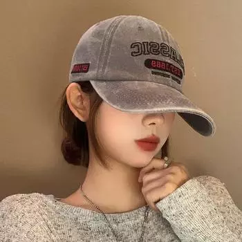 Американская ретро-джинсовая серая бейсболка женская большая окружность головы показывающая лицо маленькая шляпа мужская расширенная большая кепка Adjustable CLISSIC Washed Baseball Cap серый