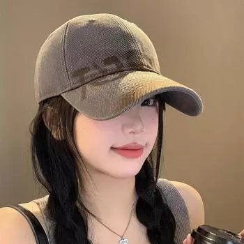 Американская ретро-кепка с большой окружностью головы, показывающая маленькое лицо, мягкая шляпа с широкими полями, выстиранная и сделанная из старых букв бейсбольная кепка для женщин M56-58cm чёрный