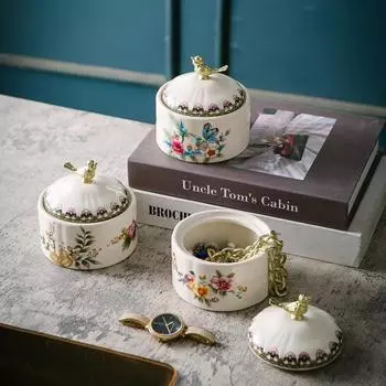 Американская ретро керамическая банка для хранения птиц, ювелирные изделия, ожерелье, кольцо, коробка для хранения, европейская креативная коробка для хранения ювелирных изделий, украшение для дома