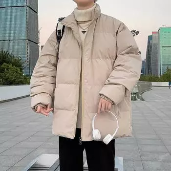 Американская ретро коричневая хлопковая подбитая одежда мужская сезонная утепленная куртка для пары хлопковая подбитая одежда S чёрный