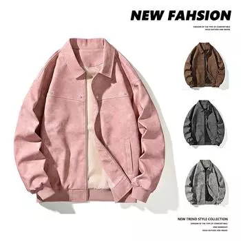 Американская ретро-куртка из кожи с лацканами, мужская, весна-осень, универсальная, свободная, для пожилых пар, вымытая кожаная куртка M